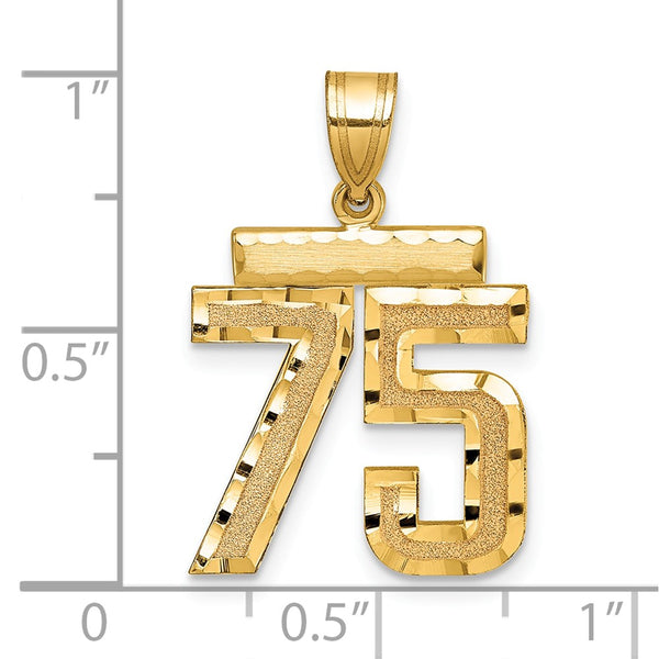 14k Medium Diamond-cut Number 75 Charm
