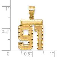 14k Medium Diamond-cut Number 91 Charm