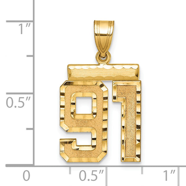 14k Medium Diamond-cut Number 91 Charm