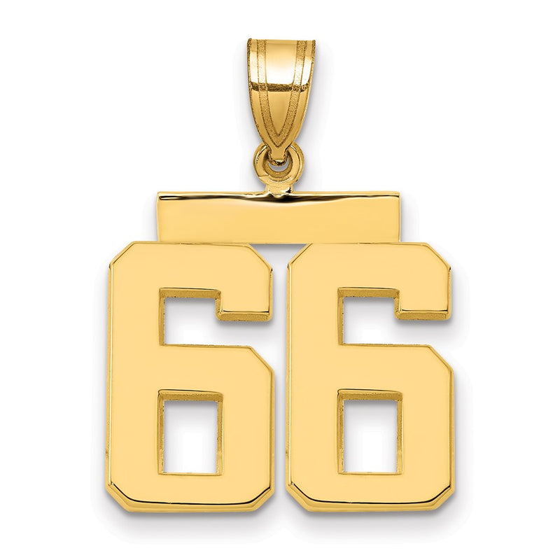 14k Medium Polished Number 66 Charm