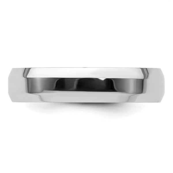 Platinum 5mm Polished Beveled Edge Size 6.5 Wedding Band