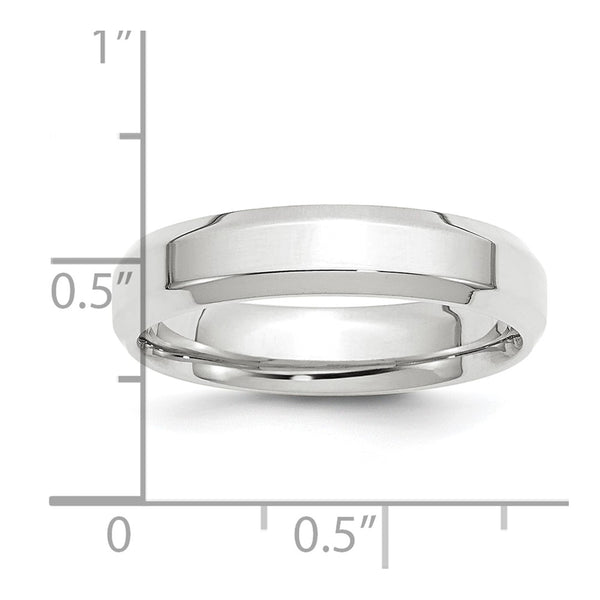 Platinum 5mm Polished Beveled Edge Size 12 Wedding Band