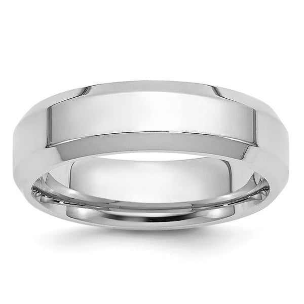 Platinum 5mm Polished Beveled Edge Size 6.5 Wedding Band