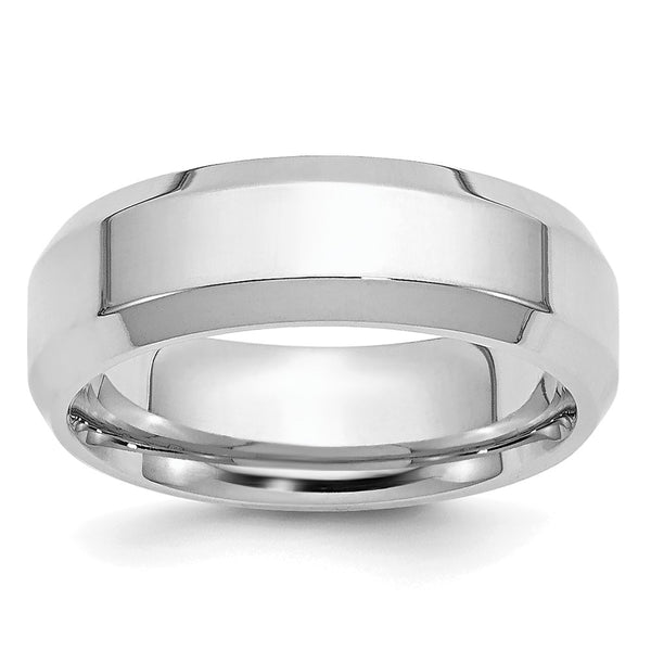 Platinum 6mm Polished Beveled Edge Size 9.5 Wedding Band