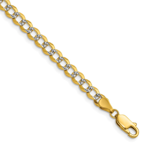 14k 4.7mm Lightweight PavÃ© Flat Cuban Chain