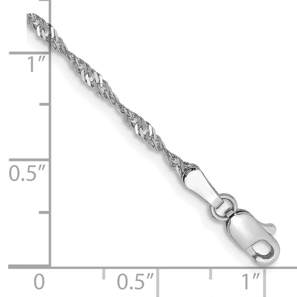 14k White Gold 1.7mm Singapore Chain Anklet