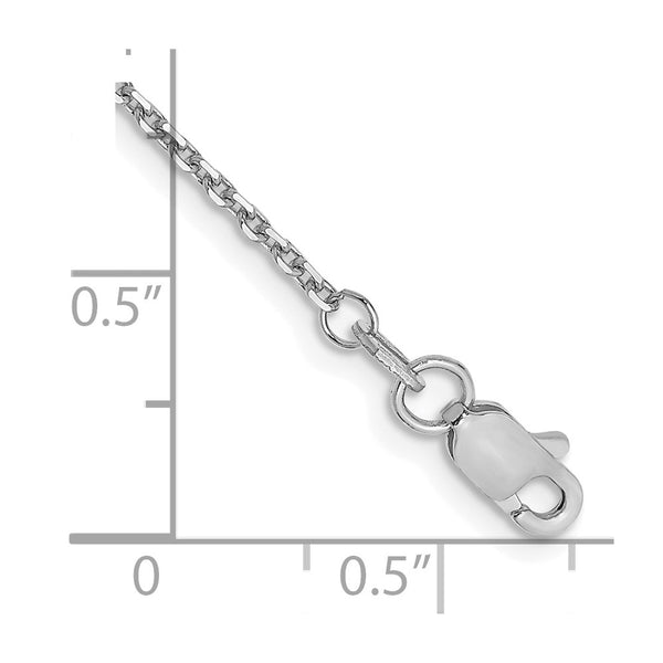 14k White Gold 1.4mm D/C Round Open Link Cable Chain