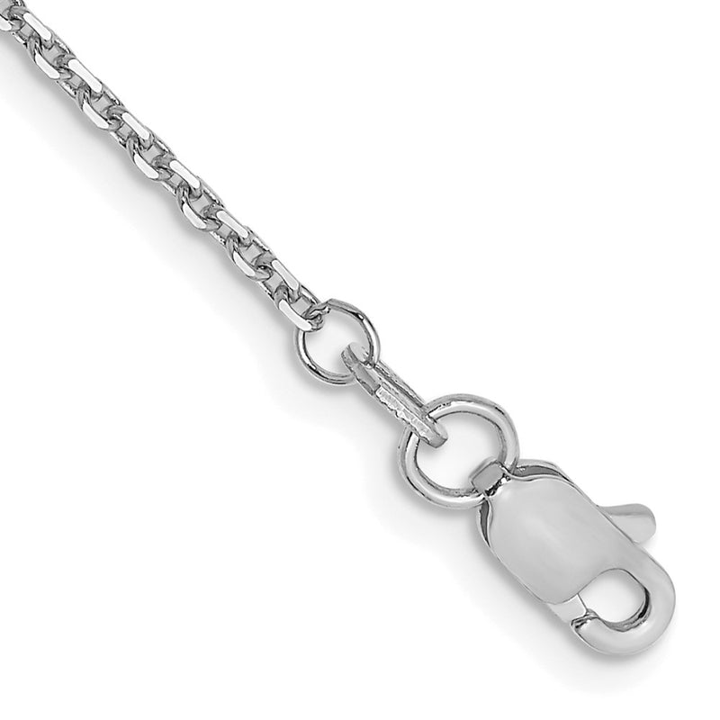 14k White Gold 1.4mm D/C Round Open Link Cable Chain