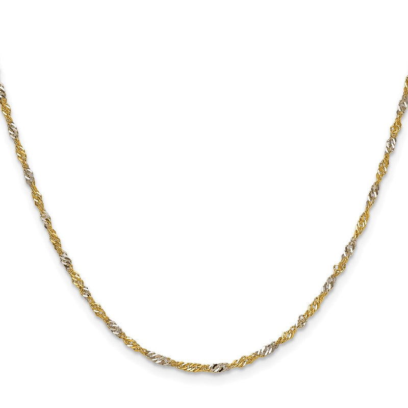 14k Yellow Gold with Rhodium 1.9mm Singapore Chain
