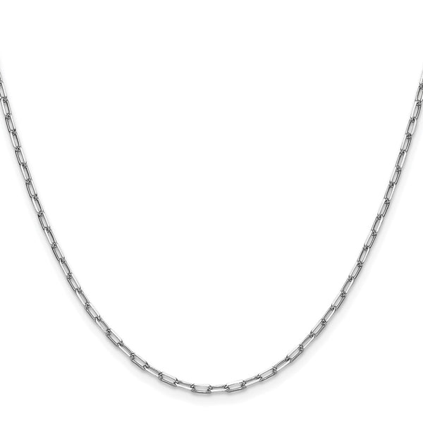 14k White Gold 2.1mm Solid Beveled Paperclip Chain