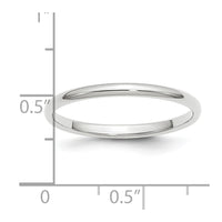 Platinum 2mm Half-Round Wedding Band