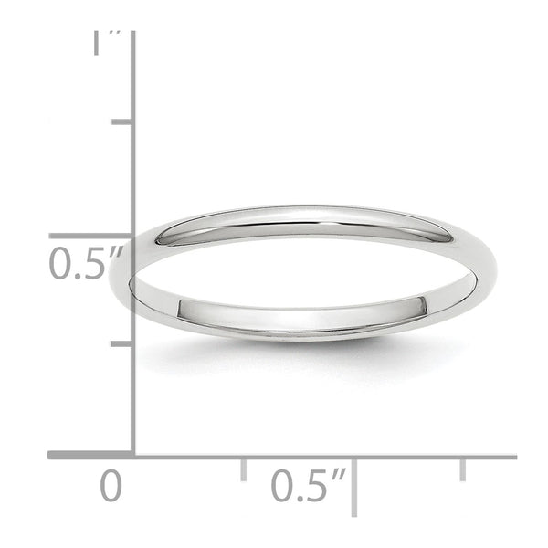 Platinum 2mm Half-Round Wedding Band