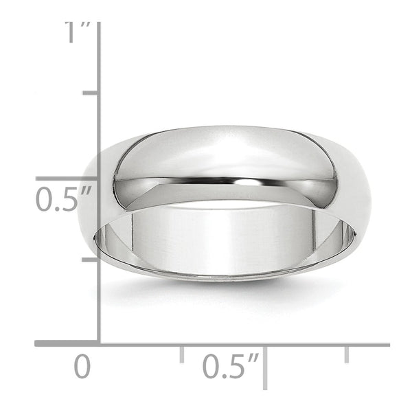 Platinum 6mm Half-Round Wedding Band