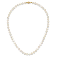 14k 6-7mm Round White Saltwater Akoya Cultured Pearl Necklace