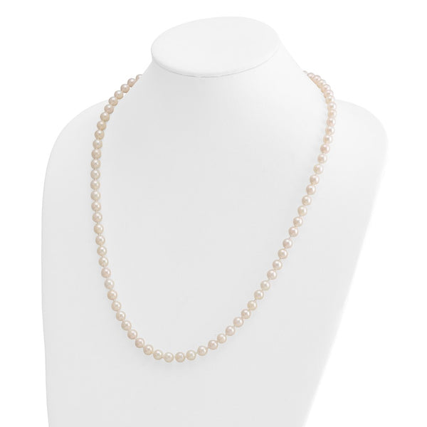 14k 6-7mm Round White Saltwater Akoya Cultured Pearl Necklace