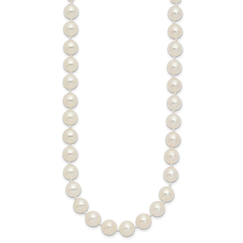 14k 7-8mm Round White Saltwater Akoya Cultured Pearl Necklace
