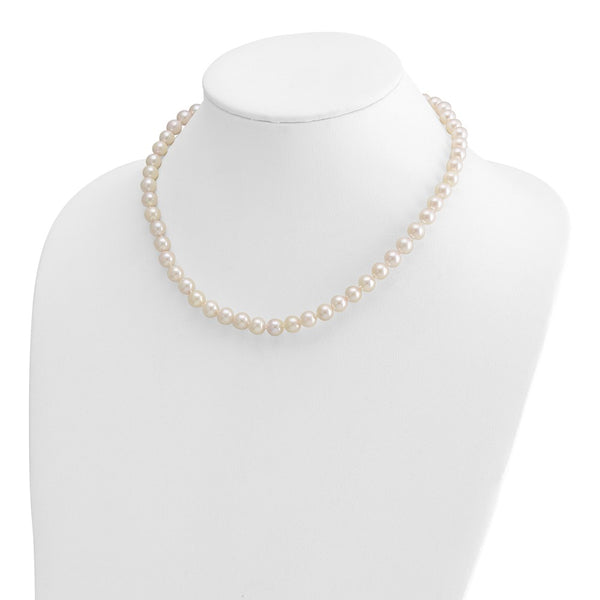 14k 7-8mm Round White Saltwater Akoya Cultured Pearl Necklace