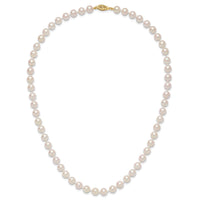 14k 7-8mm Round White Saltwater Akoya Cultured Pearl Necklace