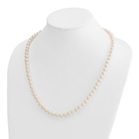 14k 7-8mm Round White Saltwater Akoya Cultured Pearl Necklace