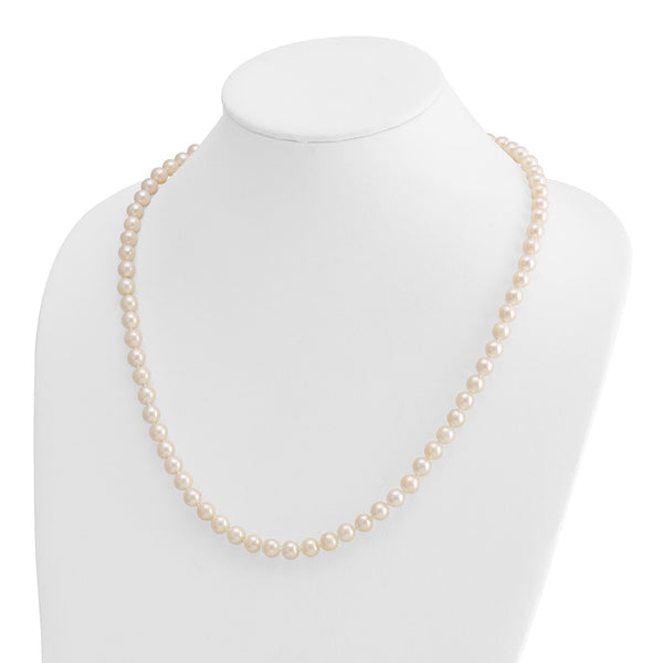 14k 7-8mm Round White Saltwater Akoya Cultured Pearl Necklace