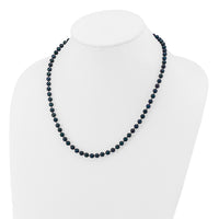 14k White Gold 5-6mm Round Black Saltwater Akoya Cultured Pearl Necklace