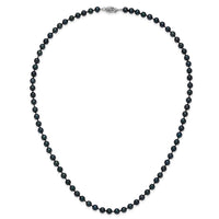 14k White Gold 5-6mm Round Black Saltwater Akoya Cultured Pearl Necklace