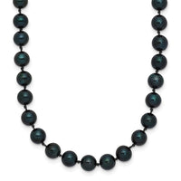 14k White Gold 5-6mm Round Black Saltwater Akoya Cultured Pearl Necklace