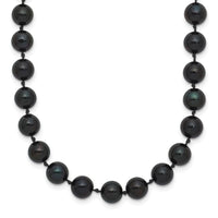 14k White Gold 6-7mm Round Black Saltwater Akoya Cultured Pearl Necklace