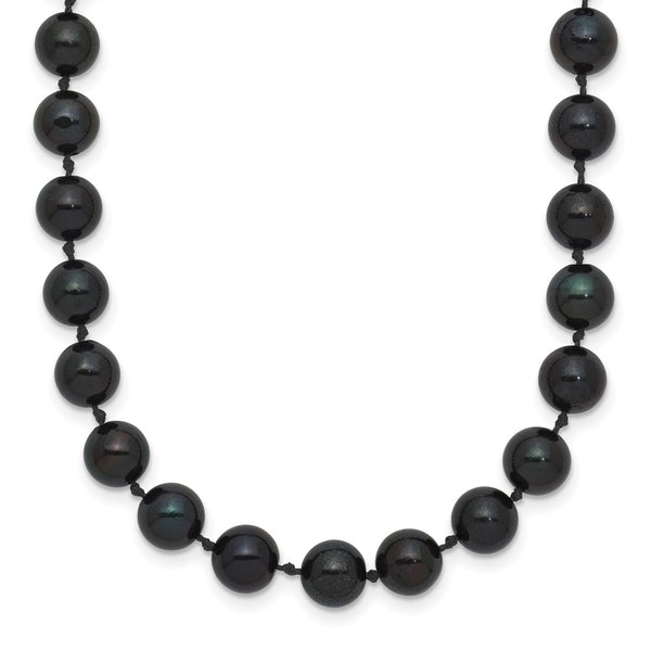 14k White Gold 6-7mm Round Black Saltwater Akoya Cultured Pearl Necklace