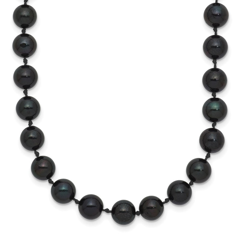 14k White Gold 6-7mm Round Black Saltwater Akoya Cultured Pearl Necklace