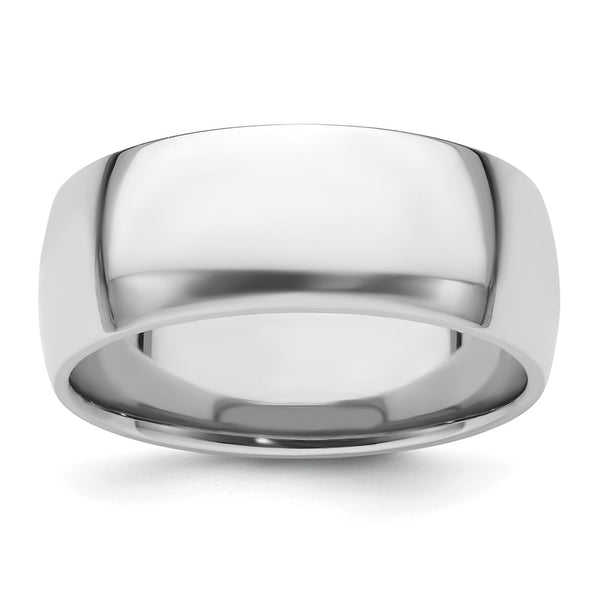 Platinum 8mm Half-Round Comfort Fit Lightweight Band