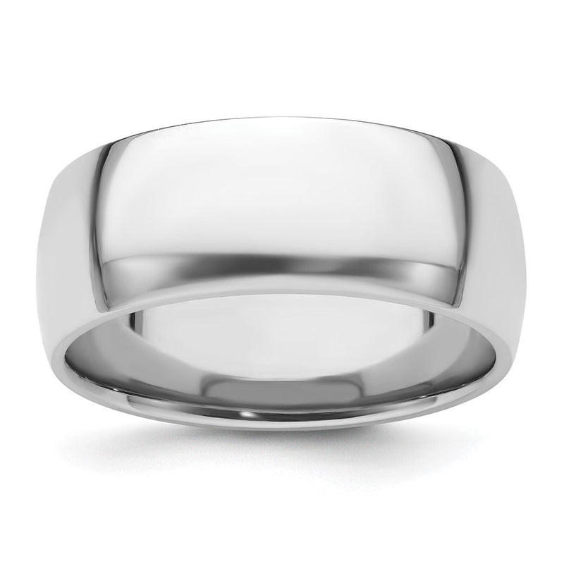 Platinum 8mm Half-Round Comfort Fit Lightweight Band