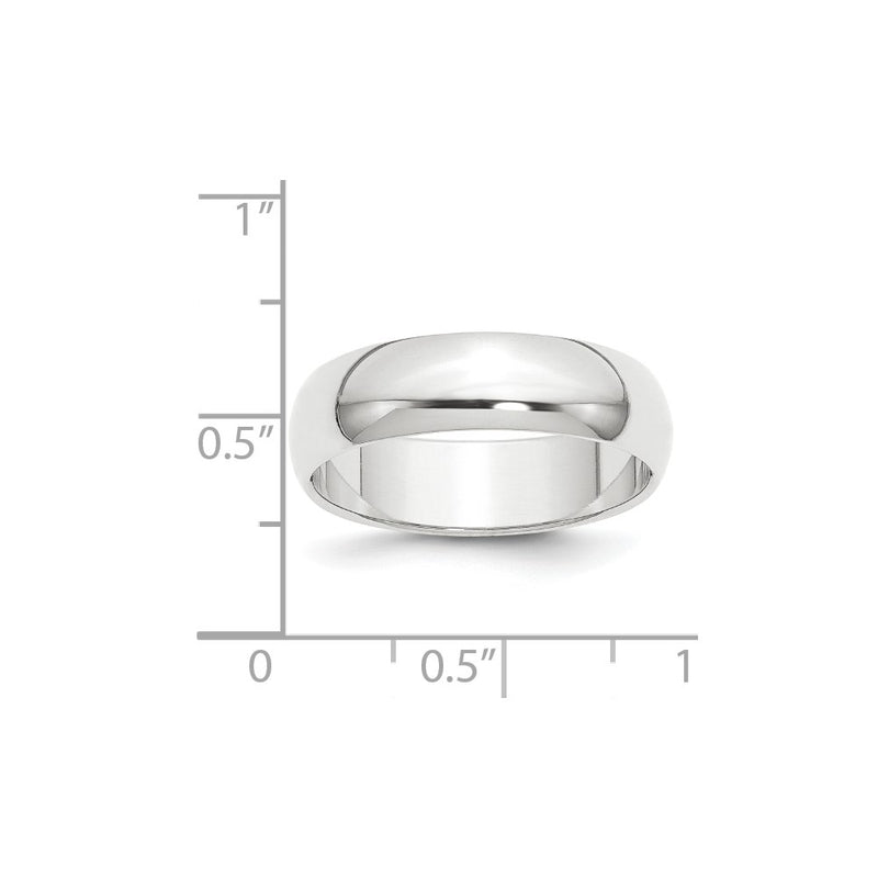 Platinum 6mm Half-Round Featherweight Band
