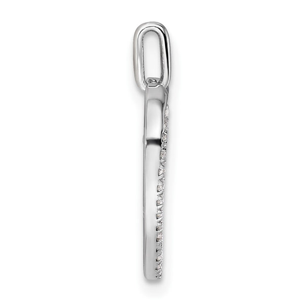 14K White Gold Polished Diamond Heart Dangle Cross Pendant