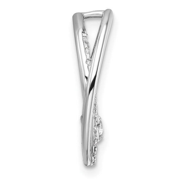 14K White Gold Polished Diamond Double Oval Chain Slide