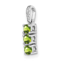 14k White Gold 3-stone Peridot and Diamond Pendant