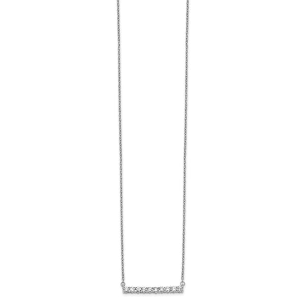 14k White Gold Diamond Bar 18 inch Necklace