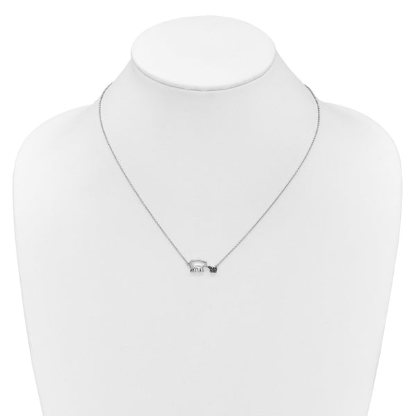 14k White Gold Black Diamond Mother and Baby Bear 18 in Necklace