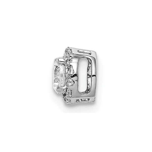 14k White Gold 4.1mm Center 1/20ct. Diamond Semi-mount Chain Slide
