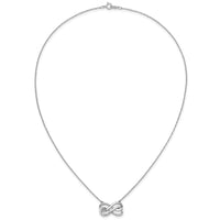 14k White Gold Diamond Double Infinity Symbol 18 inch Necklace