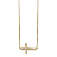 14k Diamond Sideways Cross 18in Necklace