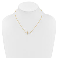 14k Diamond Sideways Cross 18in Necklace
