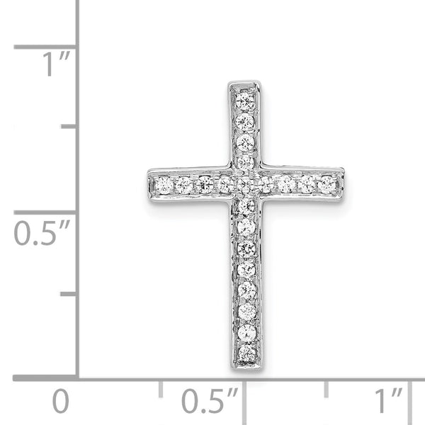14k White Gold Diamond Cross Slide Pendant