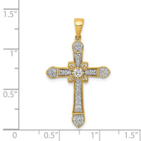 14k 1/3ct. Diamond Filigree Cross Pendant