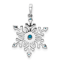 14k White Gold 1/6ct. Blue and White Diamond Snowflake Pendant