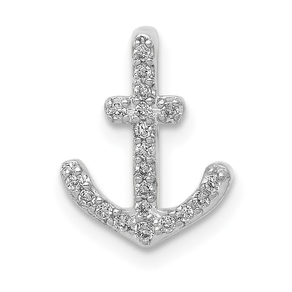 14k White Gold 1/10ct. Diamond Anchor Chain Slide