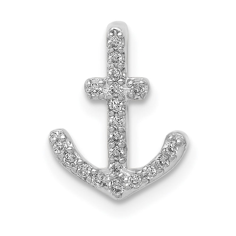 14k White Gold 1/10ct. Diamond Anchor Chain Slide