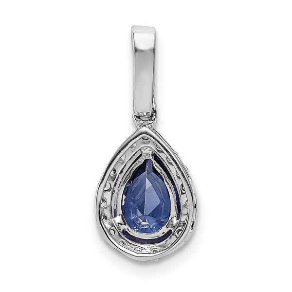14k White Gold Pear .75 Tanzanite and Diamond Pendant