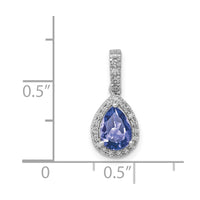 14k White Gold Pear .75 Tanzanite and Diamond Pendant