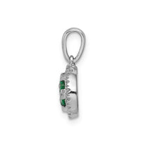 14k White Gold Diamond and Emerald Halo Circle Pendant